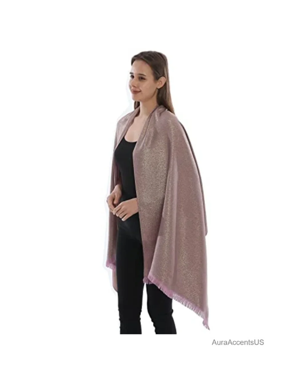 Metallic Sparkling Pashmina Shawl Wrap Oversized Blanket Scarf 100% Polyester